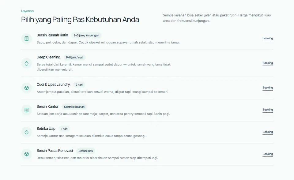 Your service list