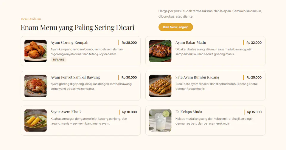 Menu dan harga