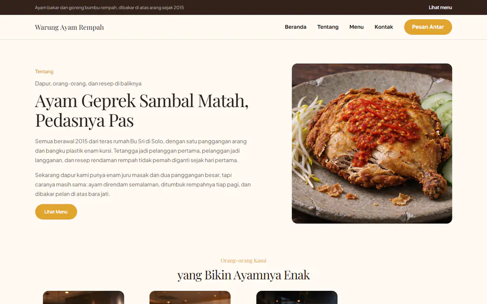 Template setelah diubah